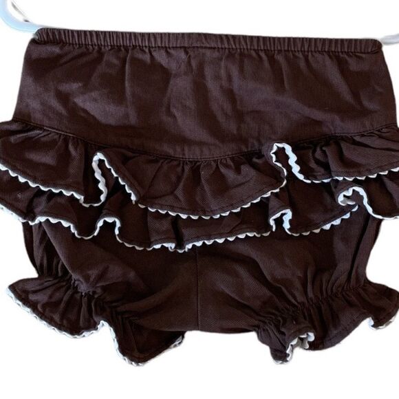 ✅ADORABLE Size 12M Chocolate Brown Appliquéd A-Line Dress and Bloomers. - Picture 4 of 4